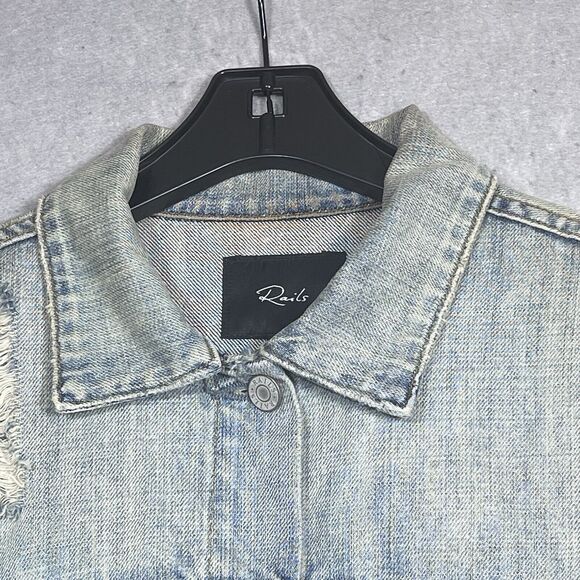 Rails Knox Distressed Denim Jacket Women’s Small Custom Embroidery Factory DYLAN - Picture 4 of 16